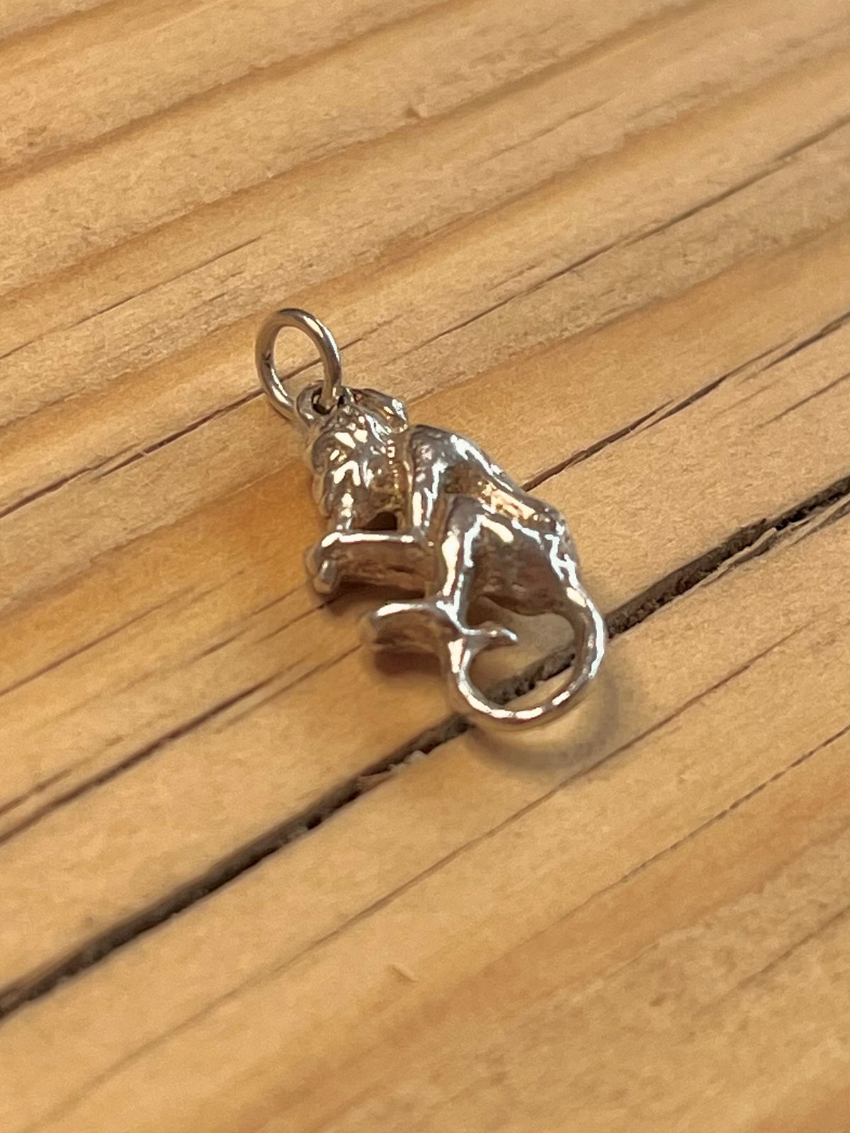Small Monkey Eating Banana 925 Sterling Silver Pendant