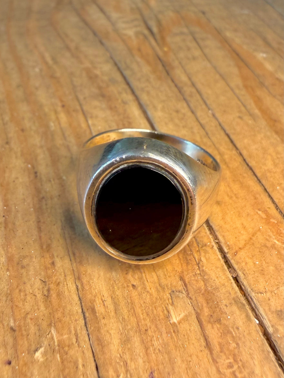 Black Onyx Signet Gold on 925 Sterling Silver Size V Ring