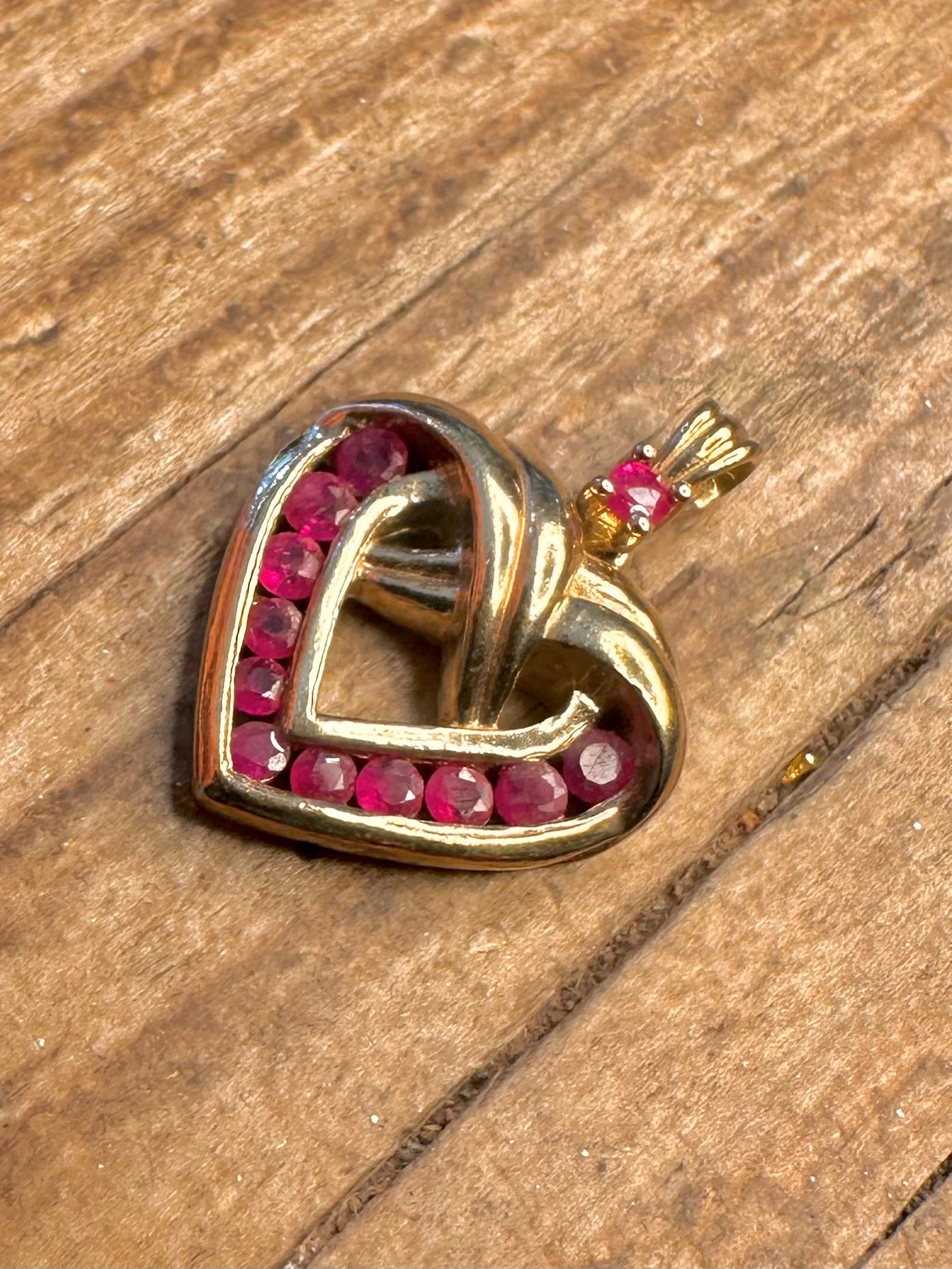 Herz Rot Steine Gold auf 925 Sterling Silber Anhänger