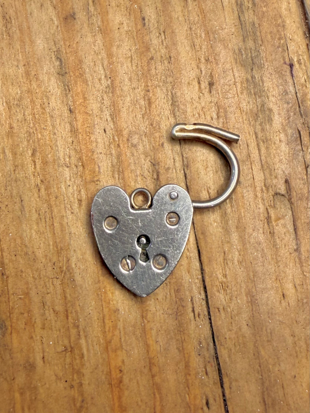 Heart Padlock 1977 Maker RCS Hallmarked 925 Sterling Silver Pendant