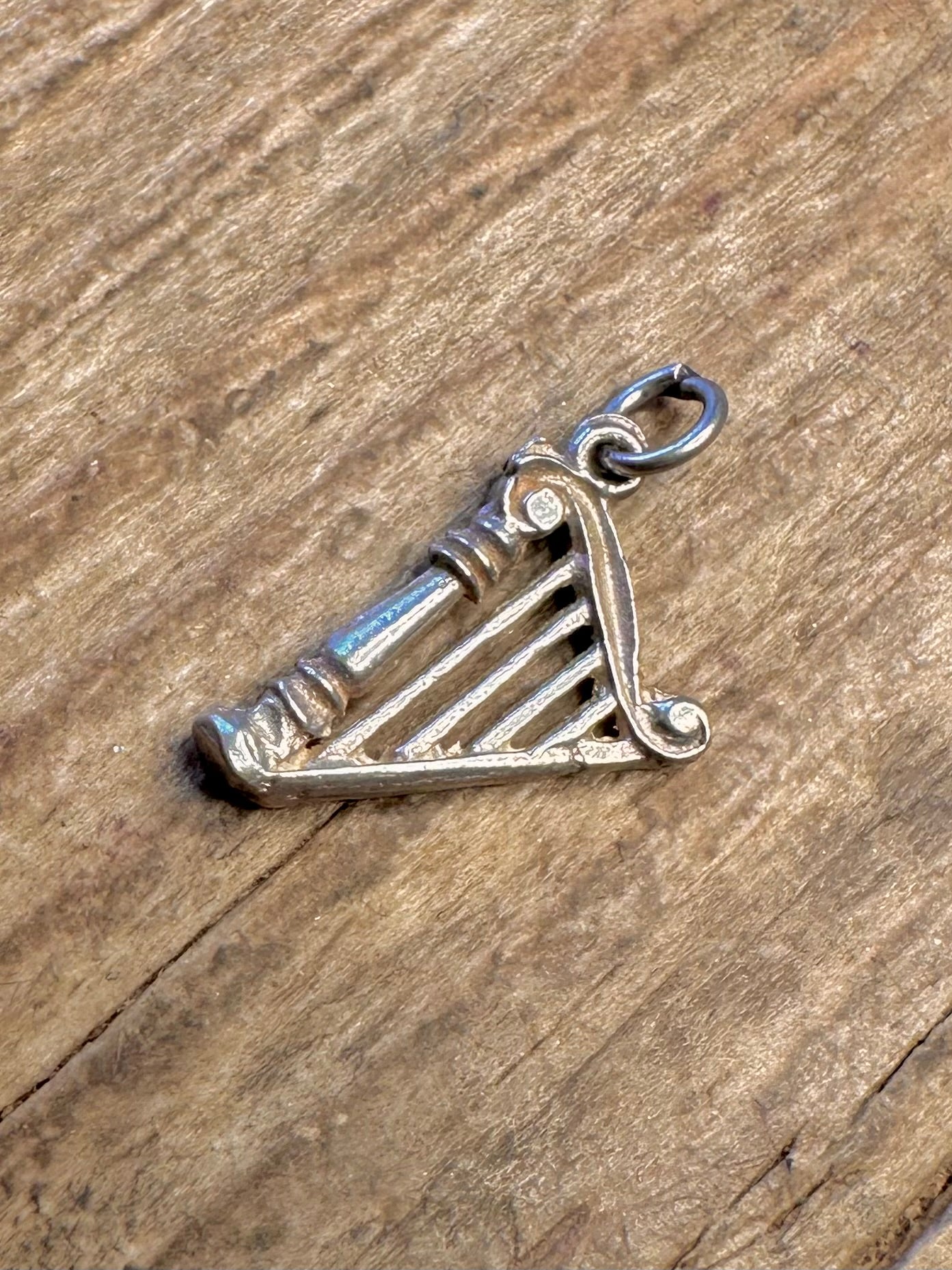 Keltische Irische Harfe 925 Sterling Silber Charm Anhänger