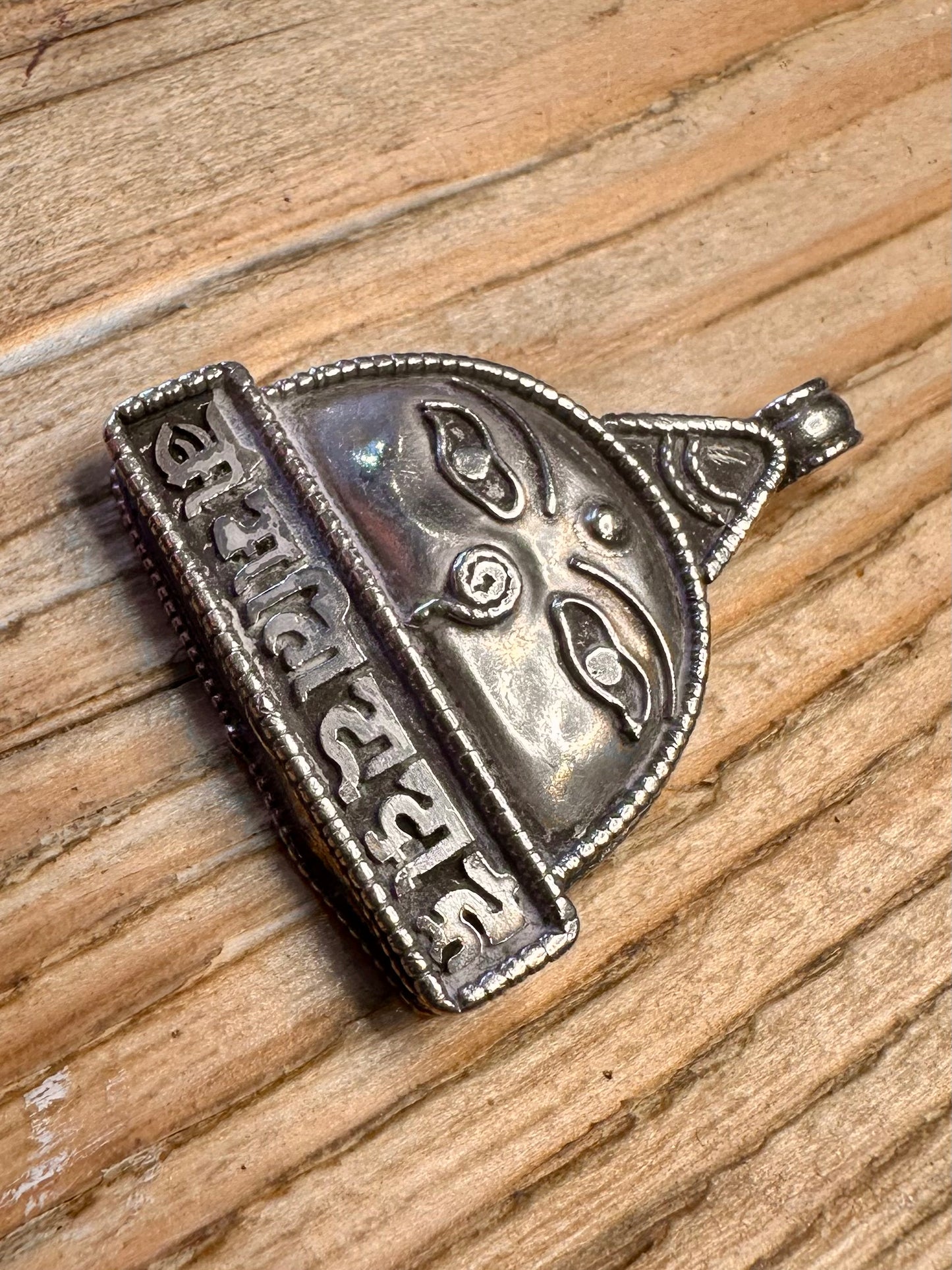 Vintage Buddha Face Triangle 925 Sterling Silver Pendant