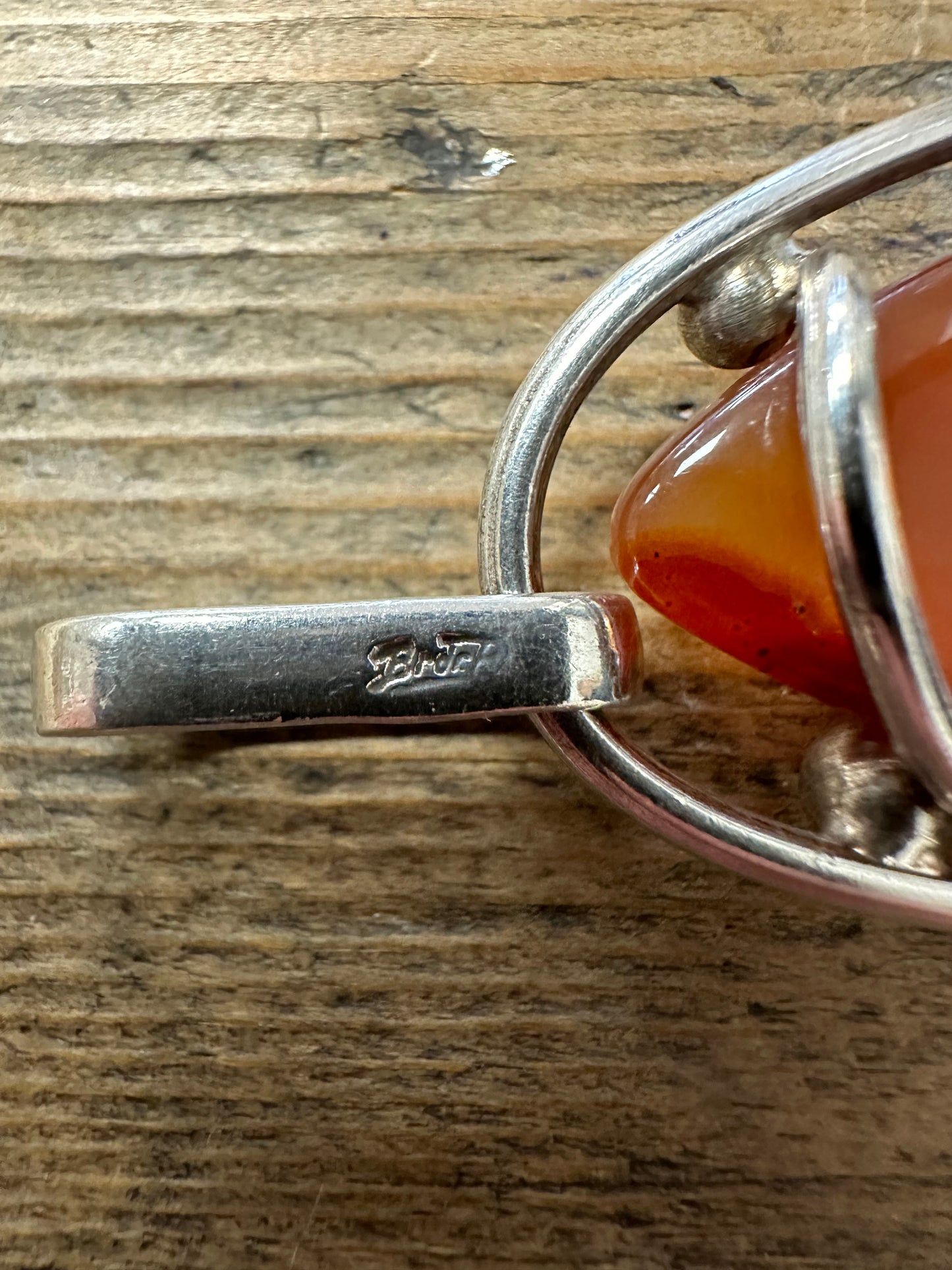 Modernist Carnelian Abstract 925 Silver Pendant