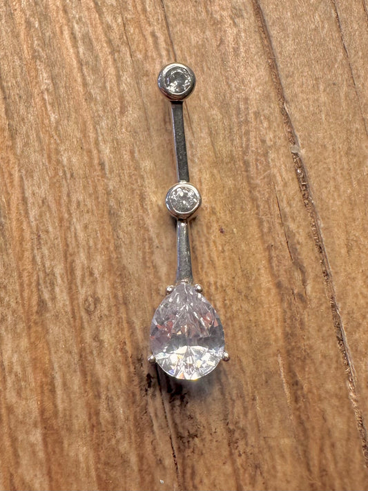 Modern Pear Shaped White CZ 925 Sterling Silver Pendant