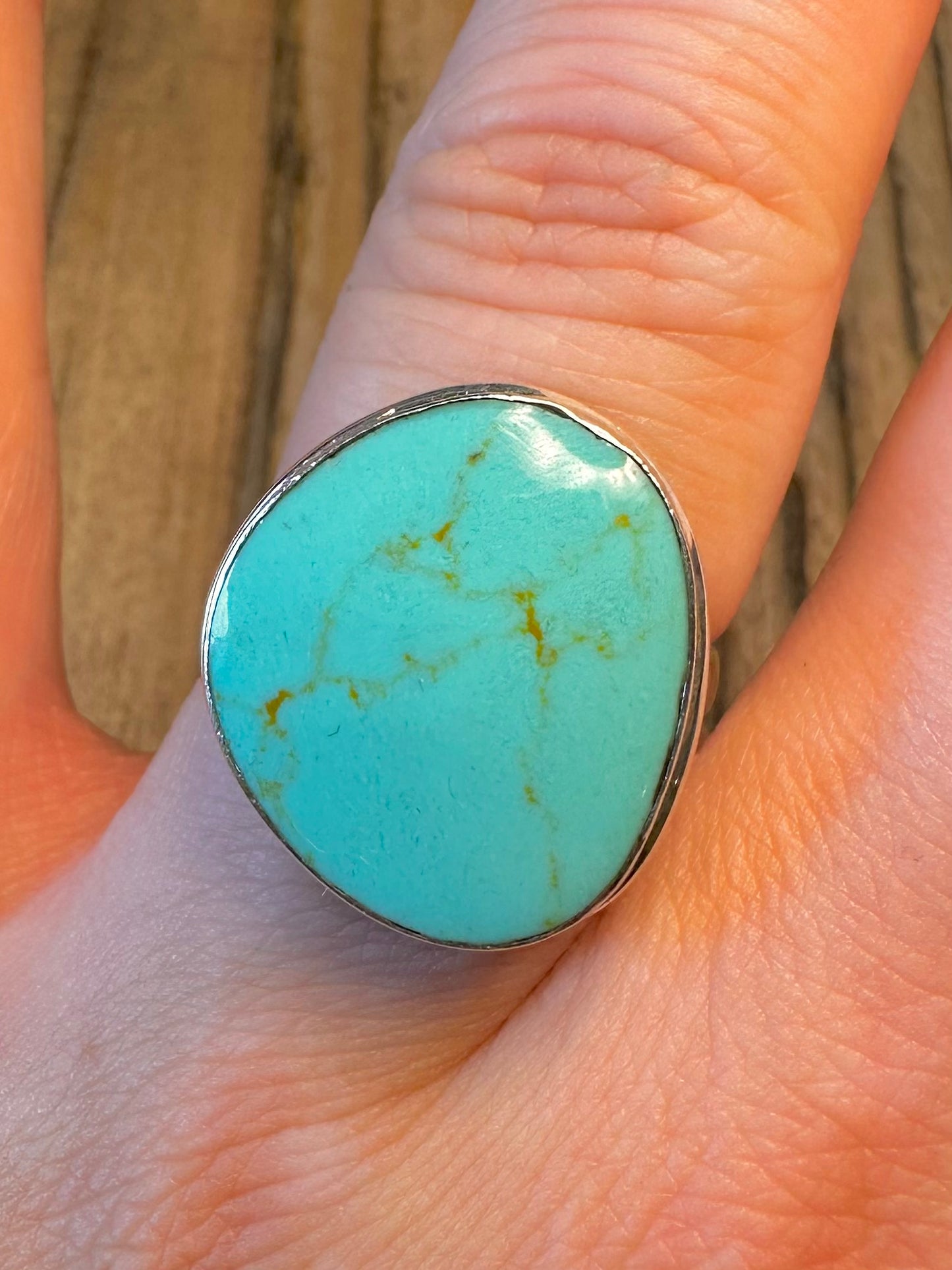 Turquoise Cabochon 925 Sterling Silver Size Q Ring