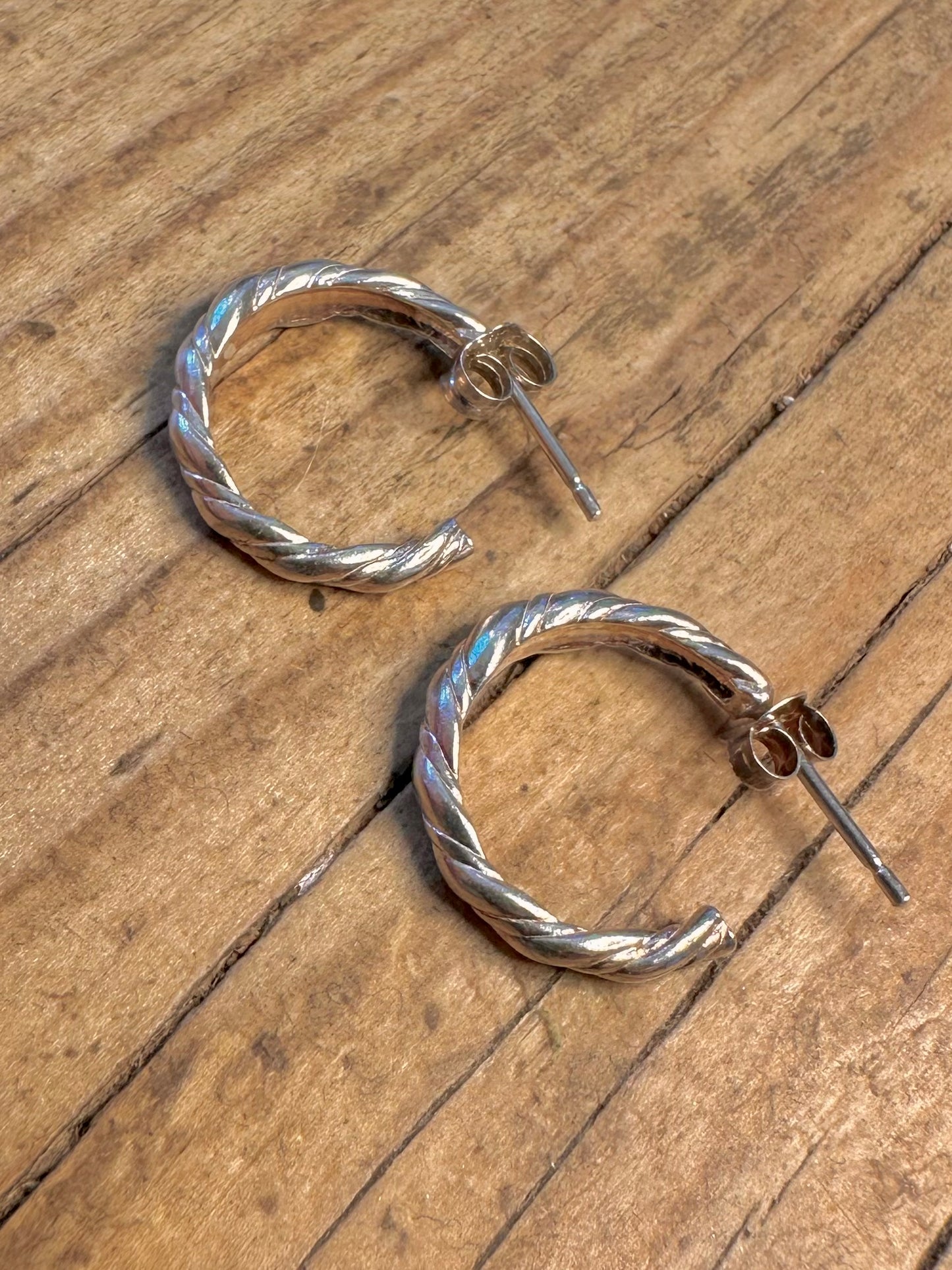 Twisted Half Hoops 925 Sterling Silver Earrings