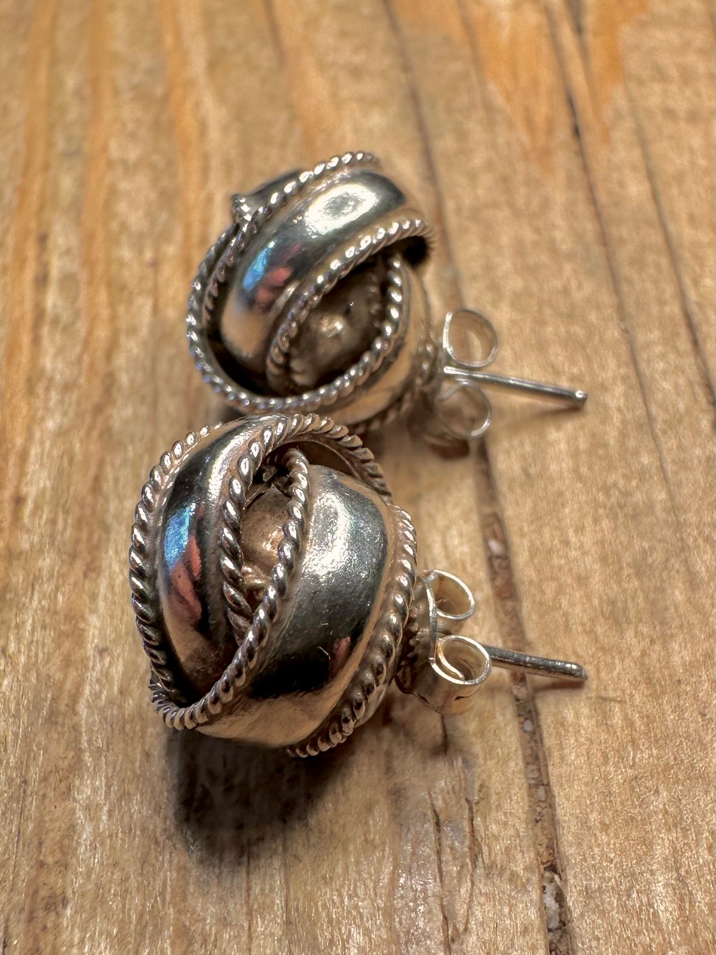 Vintage Knot Stud 925 Sterling Silver Earrings