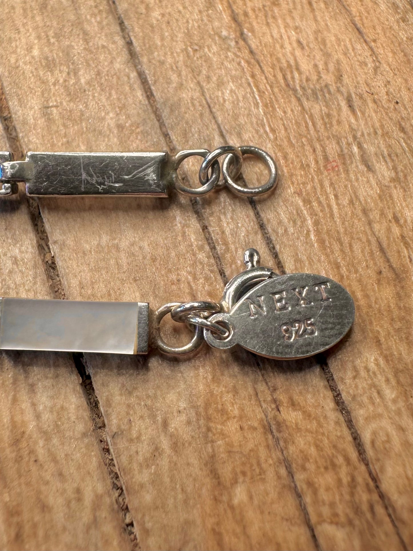 Modern Mother of Pearl Tennis 925 Sterling Silver 7.5 inch Bracelet