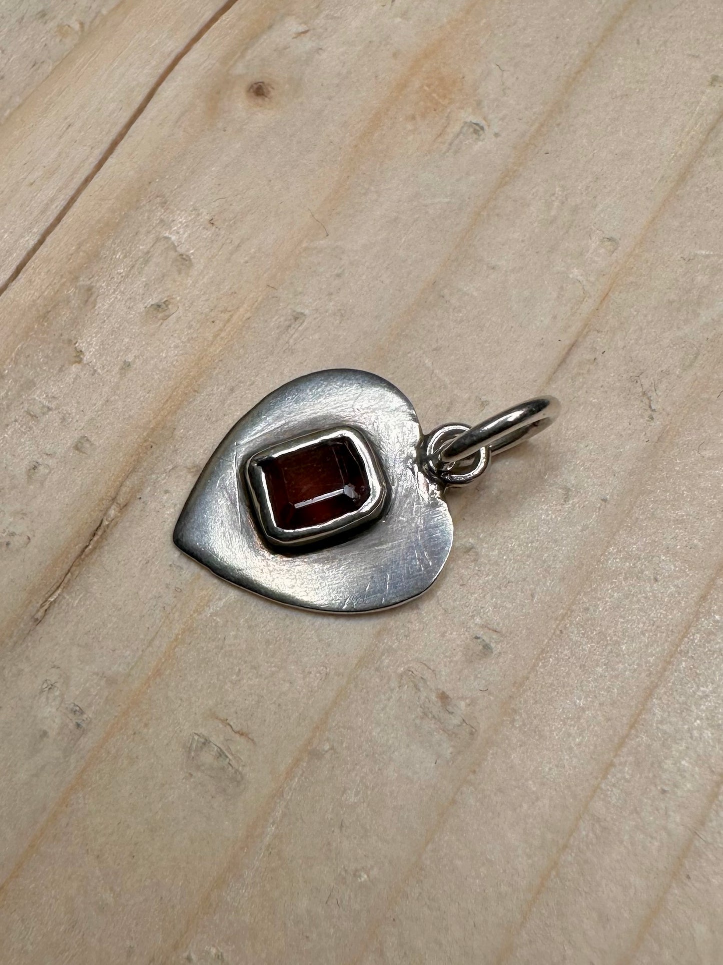 Garnet Inset Heart 925 Sterling Silver Pendant