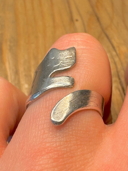 Abstract Cat and Tail Maker PA 925 Sterling Silver Size O Ring
