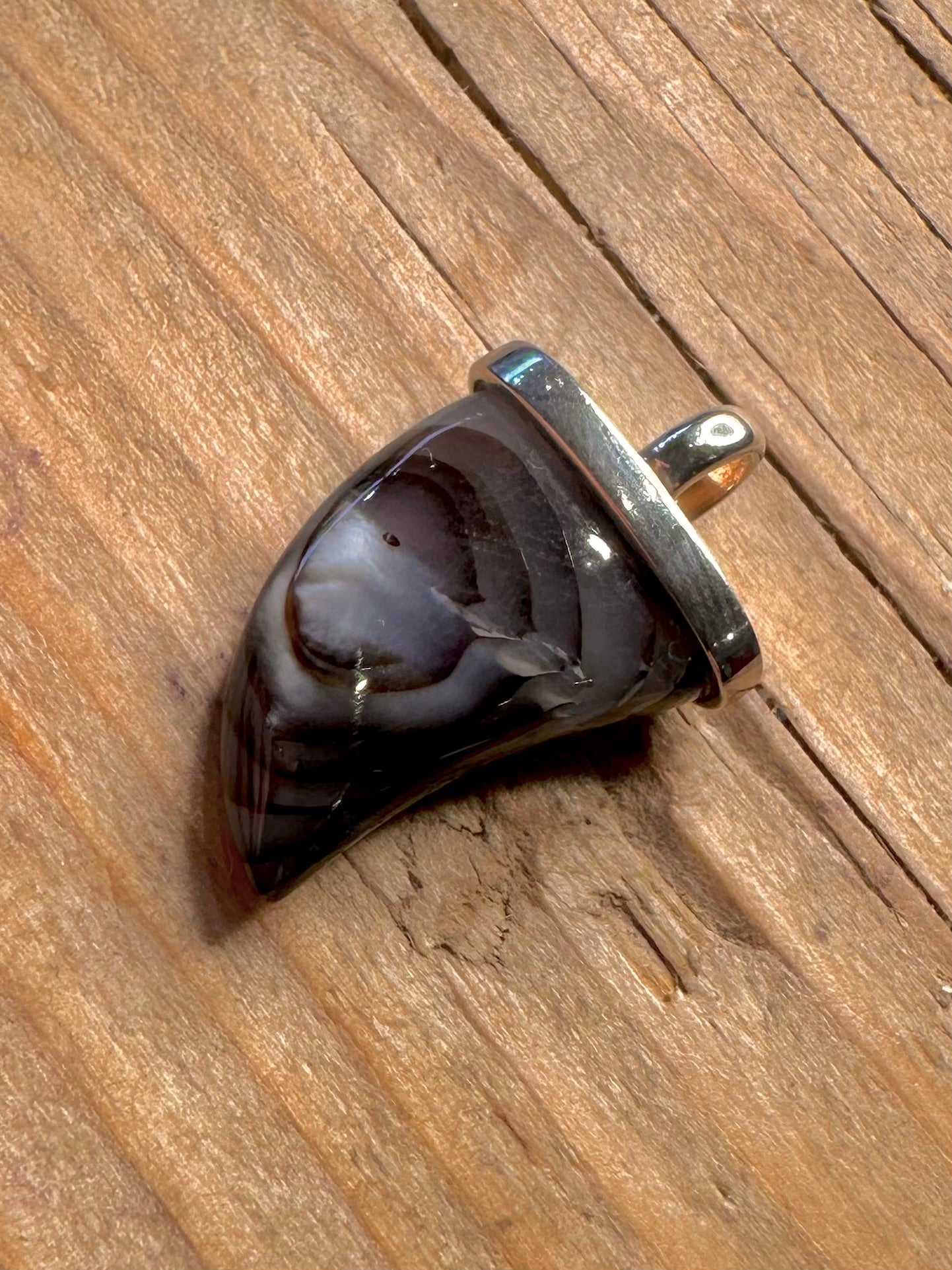 Vintage Abalone Zahn 925 Sterlingsilber Anhänger
