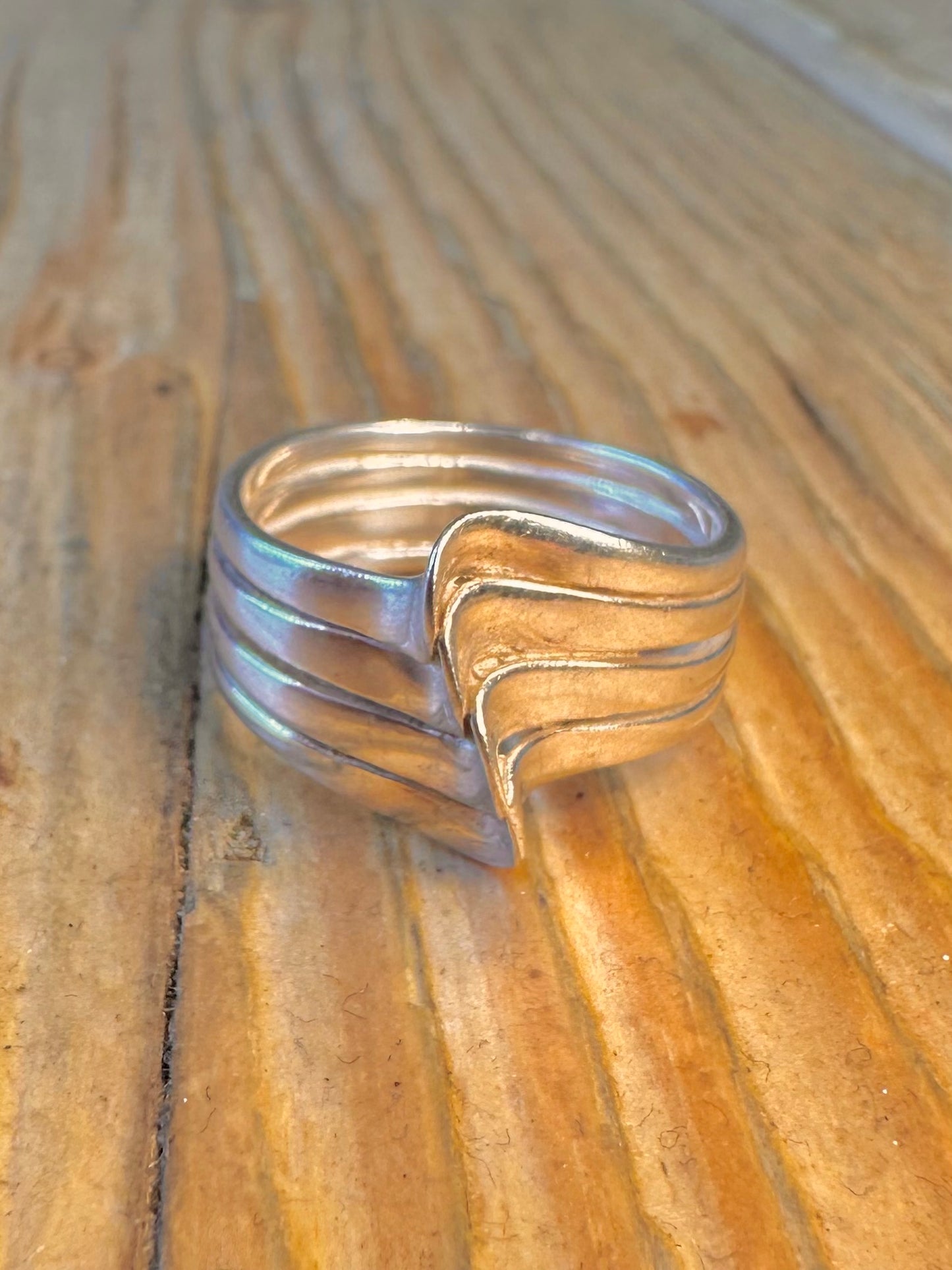 Abstract Layered Twist 925 Sterling Silver Size N Ring