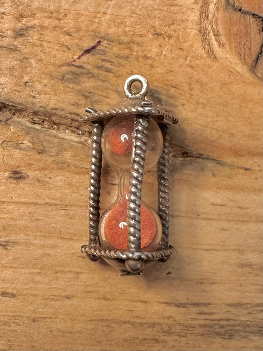 Vintage Hourglass 925 Silver Charm Pendant