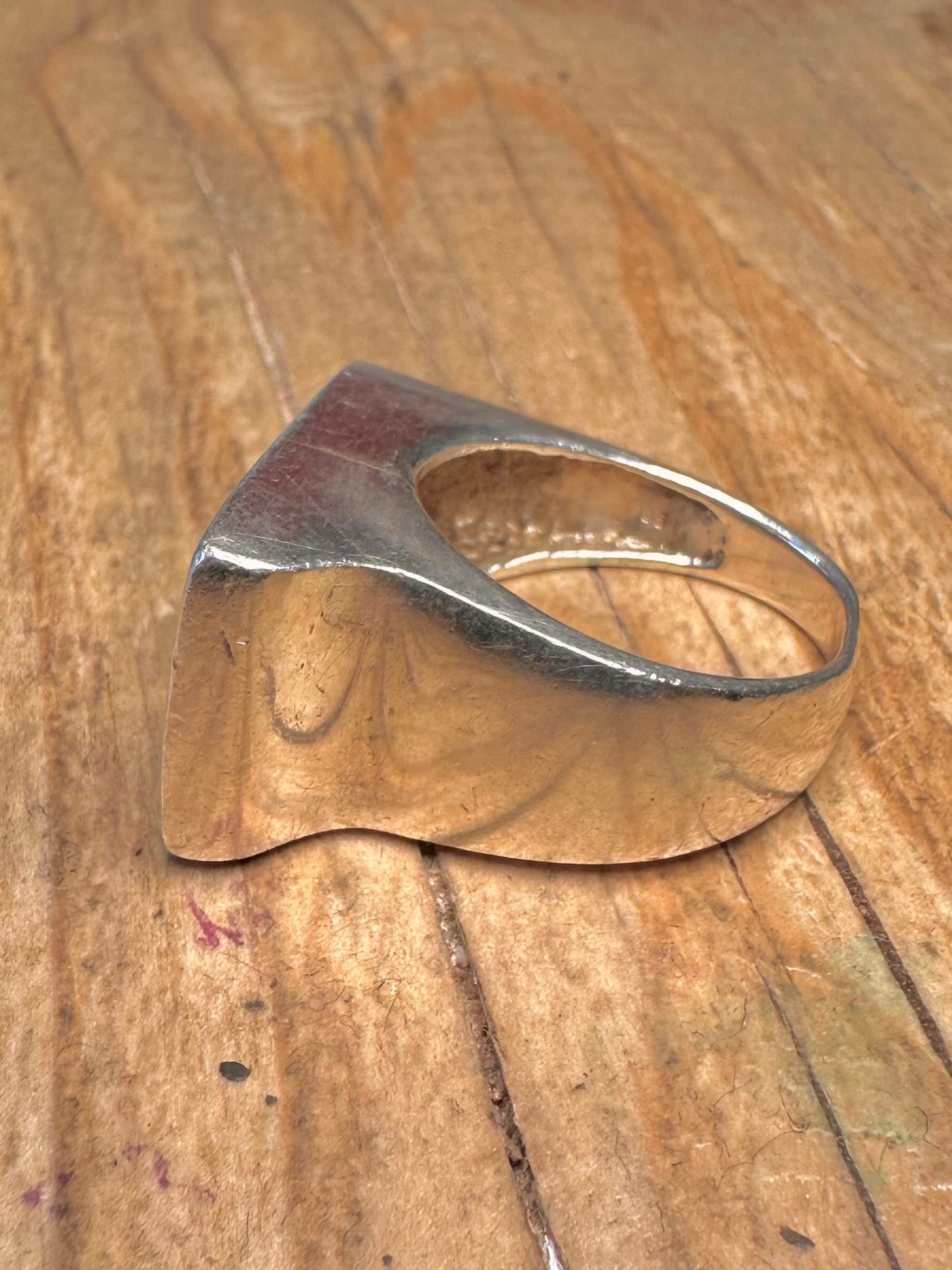 Modernist Mother of Pearl Bar 925 Sterling Silver Size R Ring