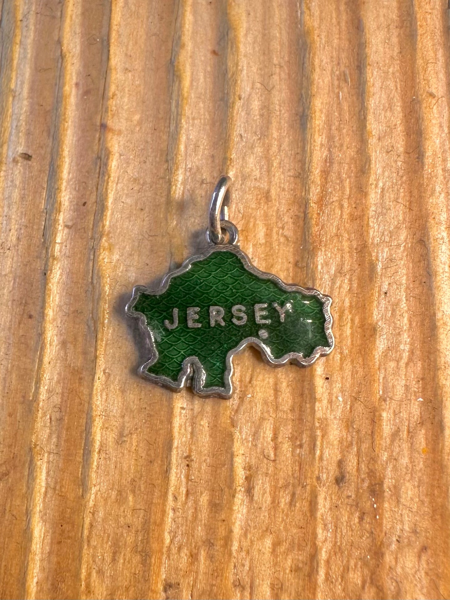 Jersey Green Enamel 925 Sterling Silver Charm Pendant