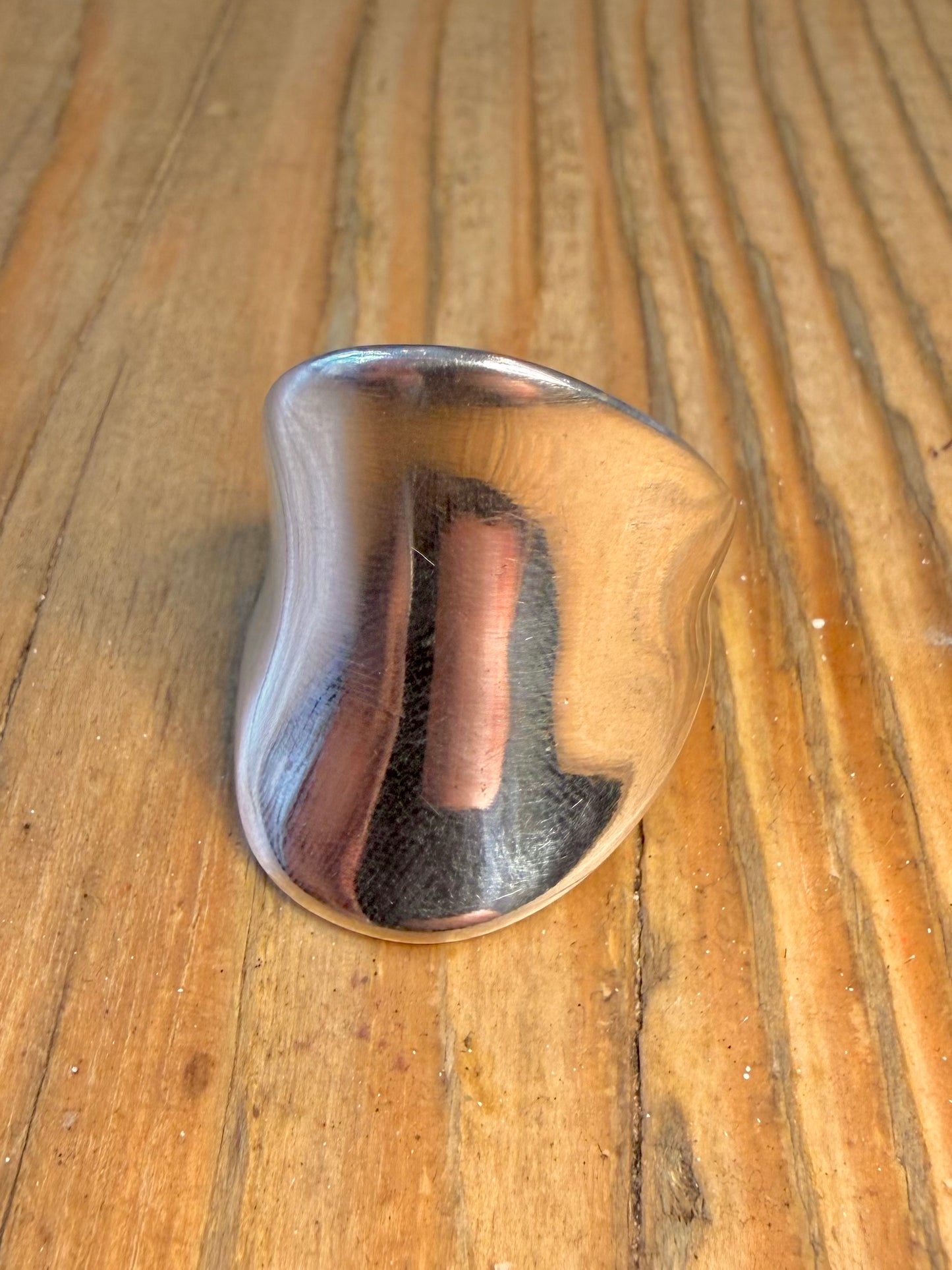 Modernist Large Curved 925 Sterling Silver Size U Ring