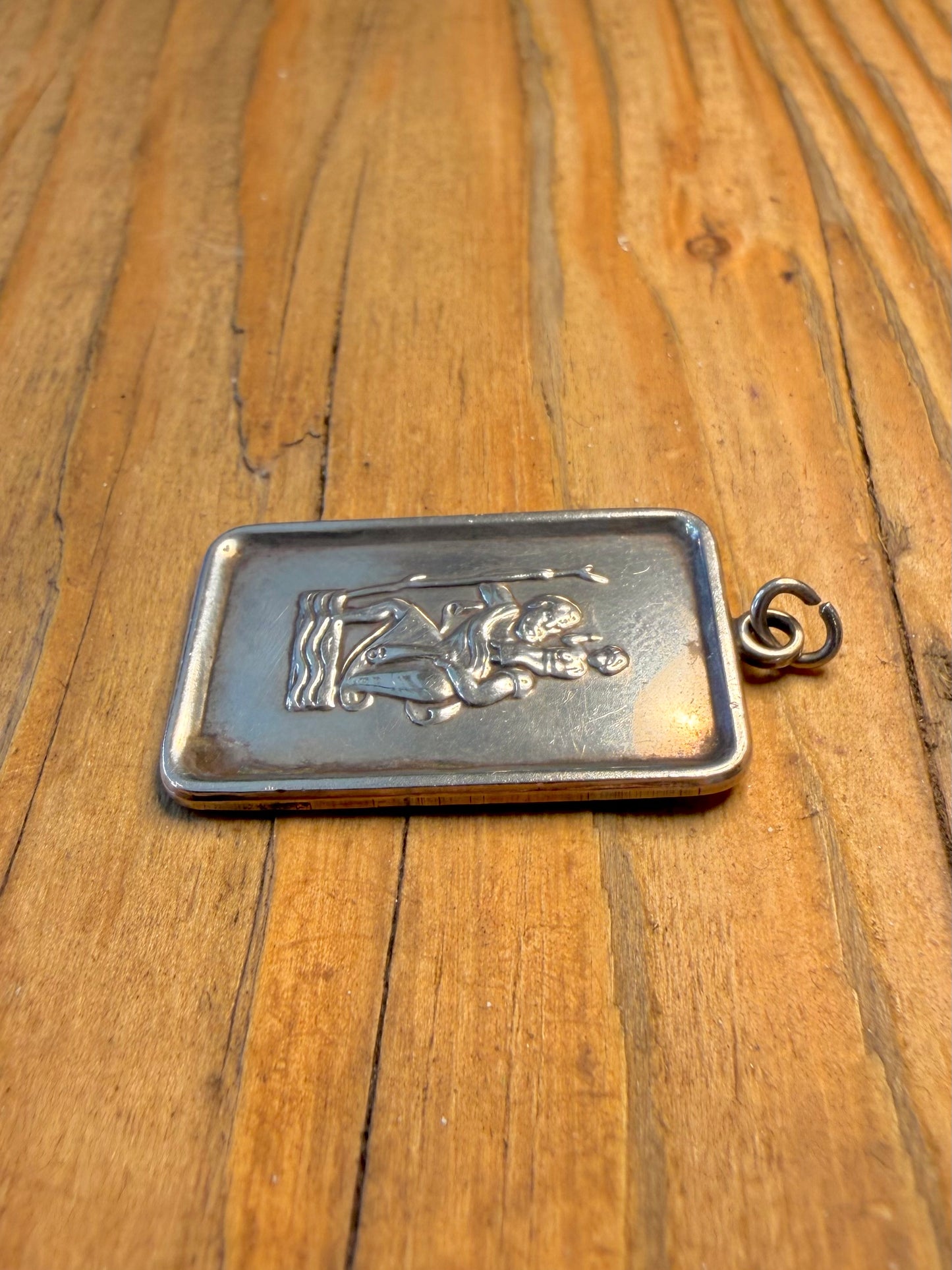 St Christopher 1977 Rectangle 925 Sterling Silver Pendant