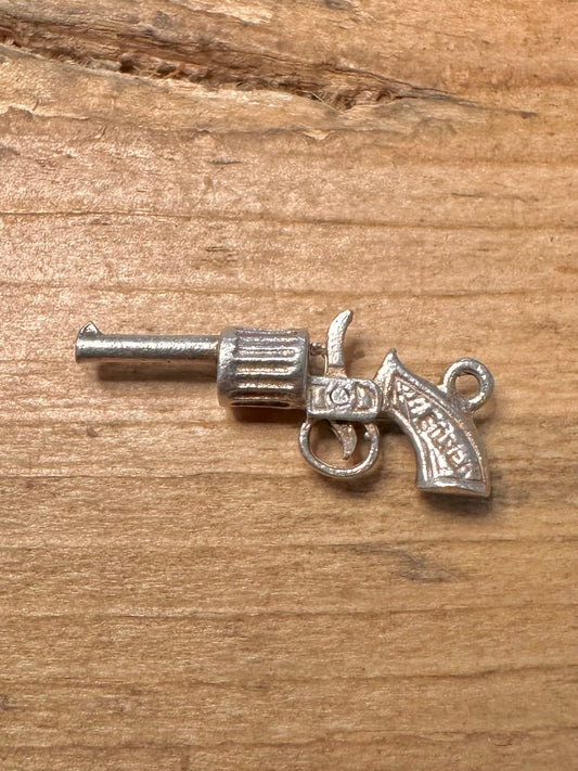 Vintage Revolver Articulated 925 Silver Charm Pendant