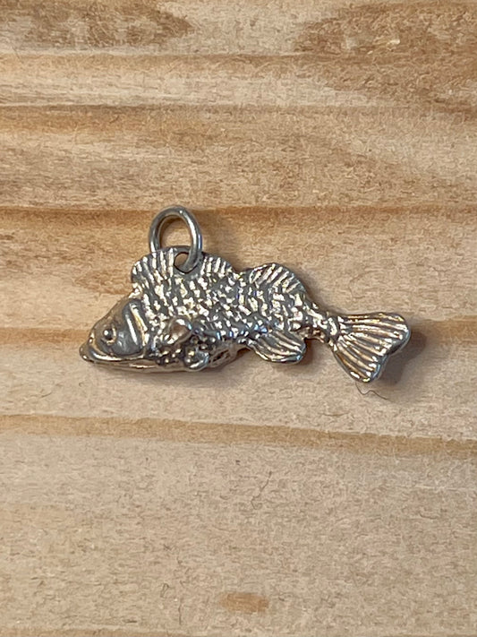Small Textured Fish 925 Sterling Silver Pendant