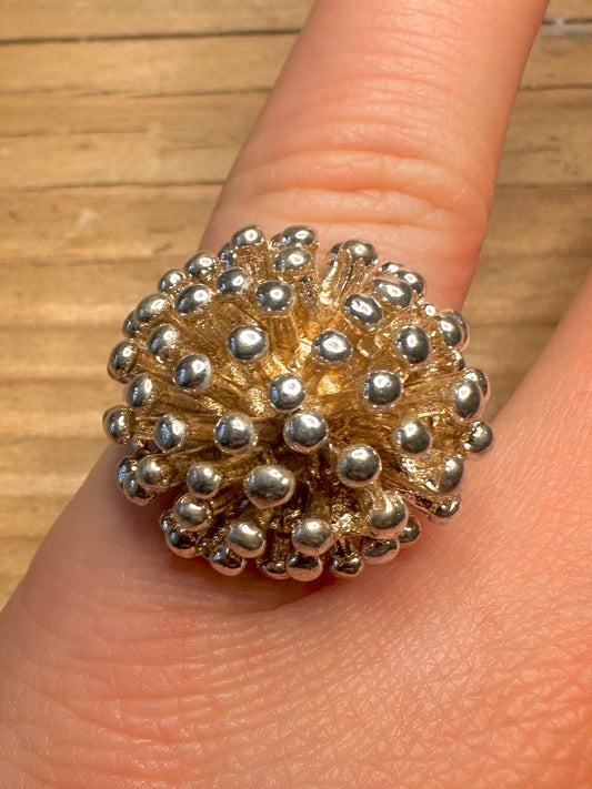 Modernist Star Burst 925 Sterling Silver Size N1/2 Ring