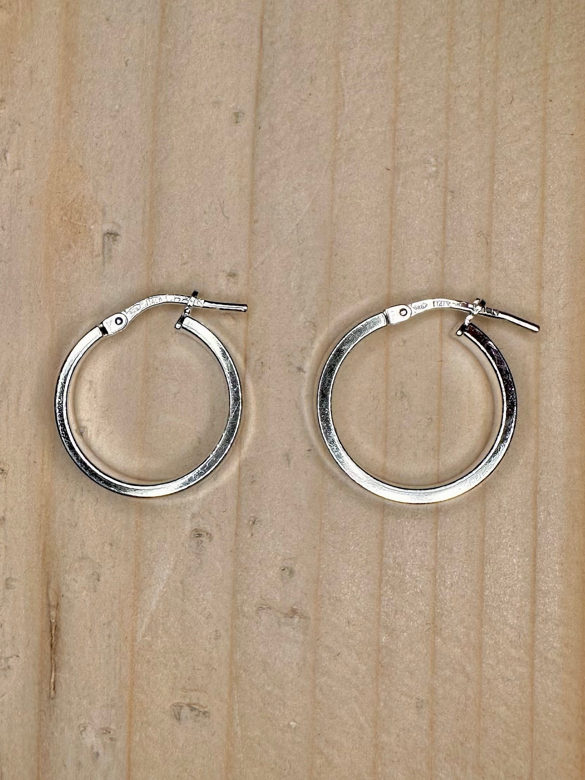 Flat Edge Hoop 925 Sterling Silver Earrings