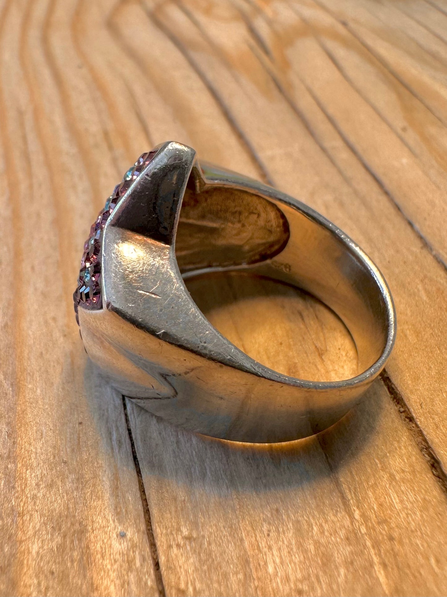 Abstract Multi Coloured Star 925 Silver Size P Ring