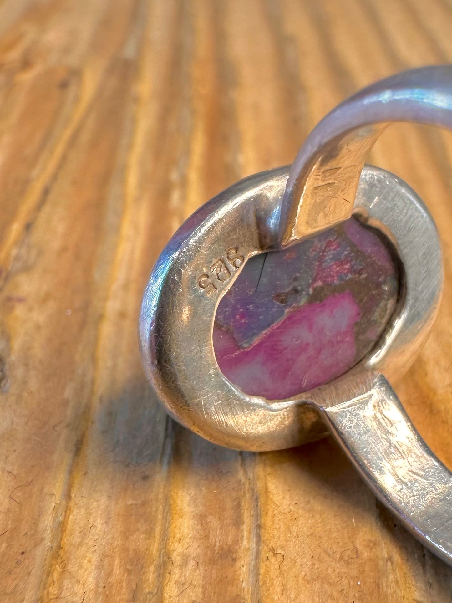 Purple Copper Turquoise Oval 925 Sterling Silver Size N Ring