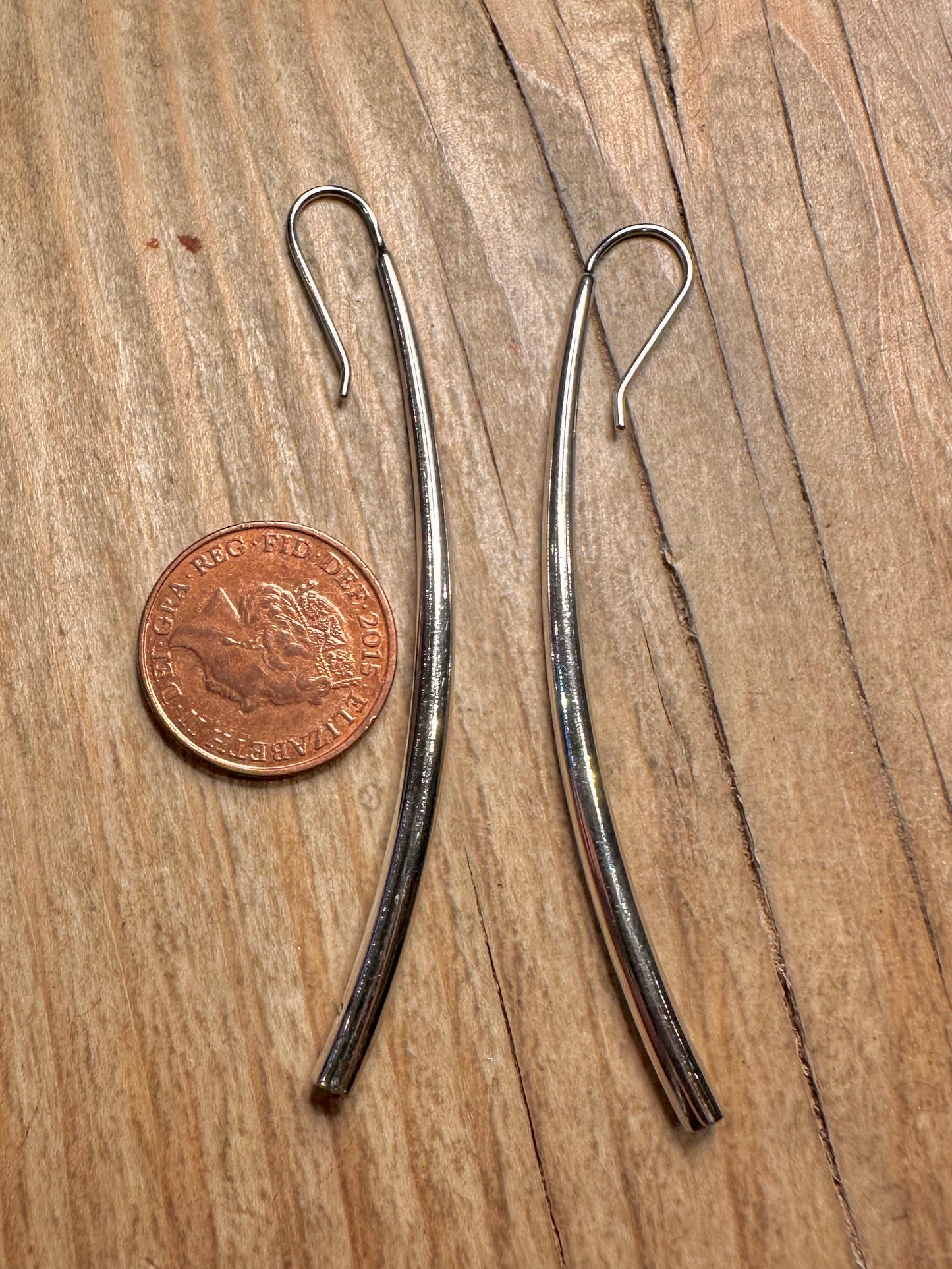 Modernist Long Bar 925 Sterling Silver Earrings