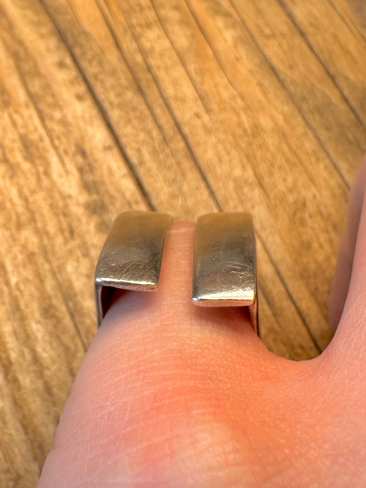 Abstrakte Balkenlücke 925 Sterling Silber Ring Größe L1/2