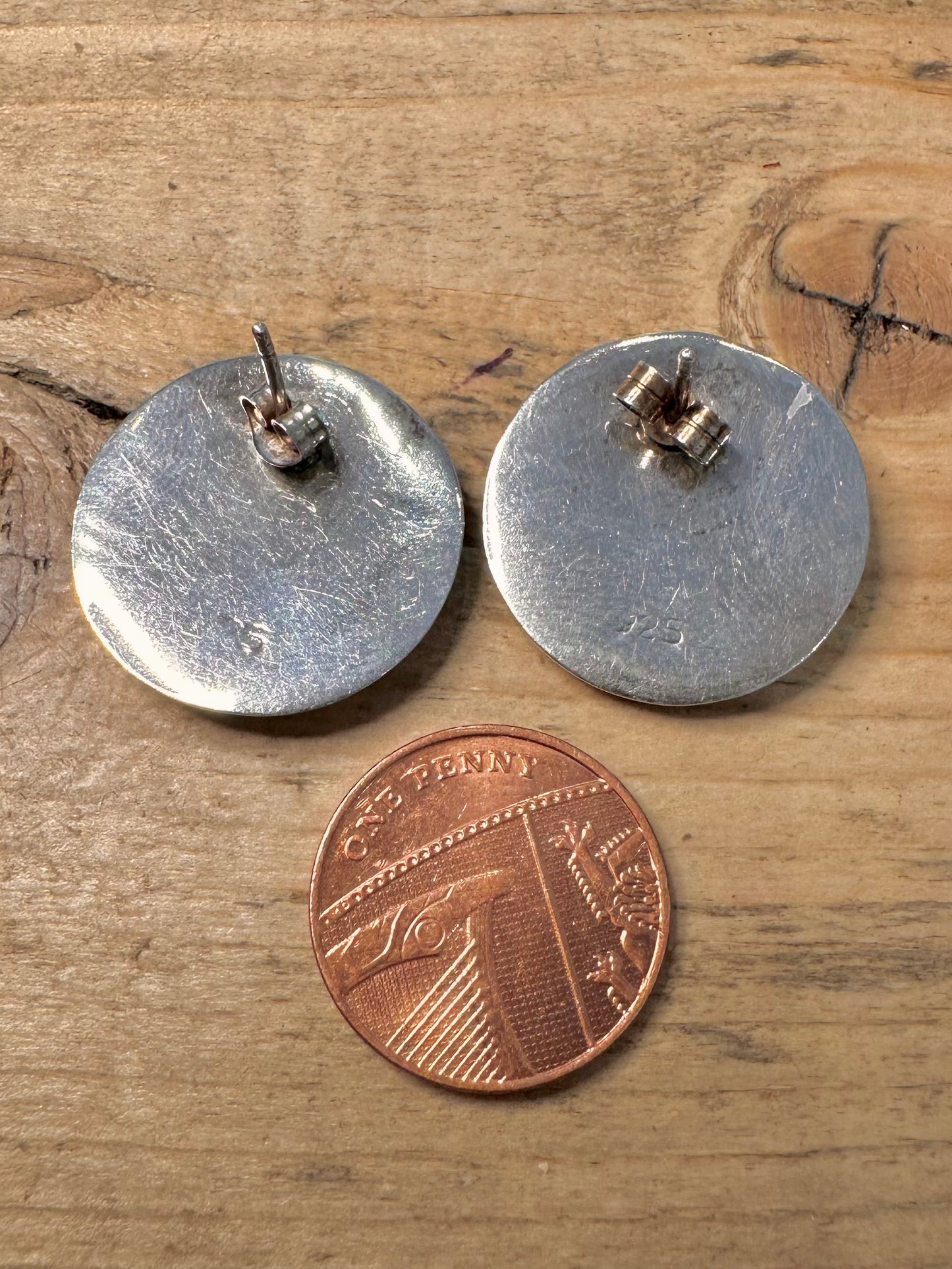 Abstract Disc 925 Silver Stud Earrings