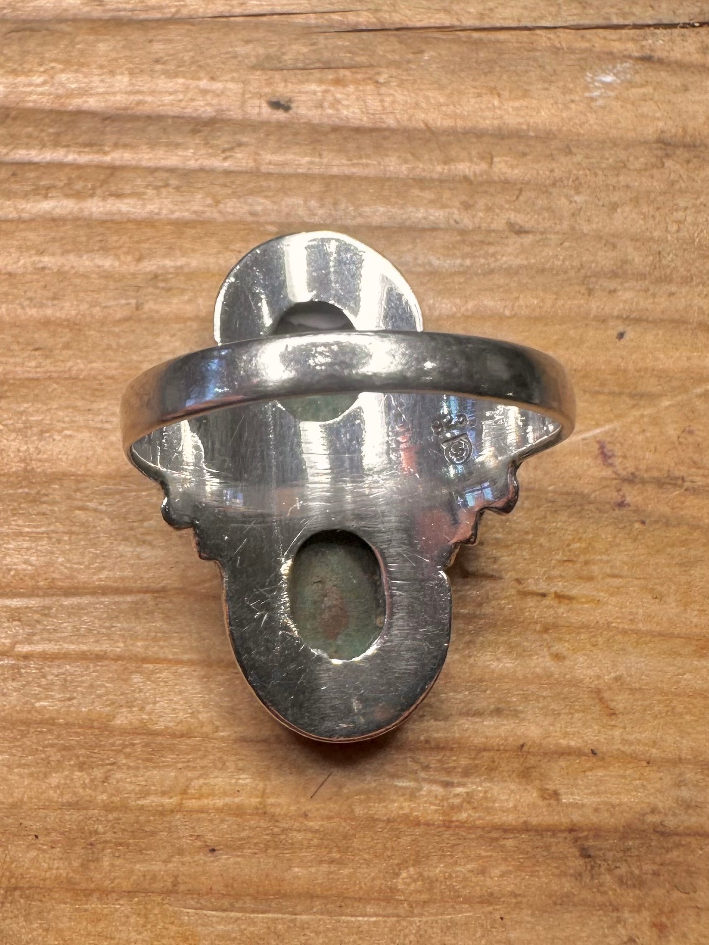 Vintage Navajo Green Turquoise 925 Sterling Silver Size T Ring