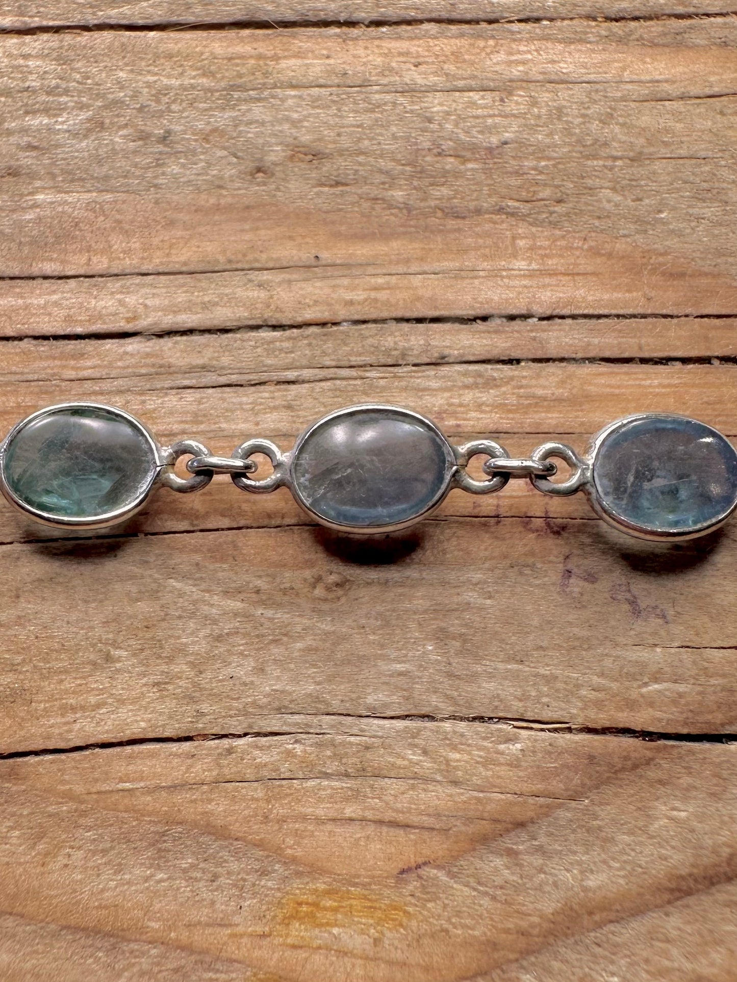 Vintage Blue Quarts 925 Sterling Silver 7.3 inch Bracelet