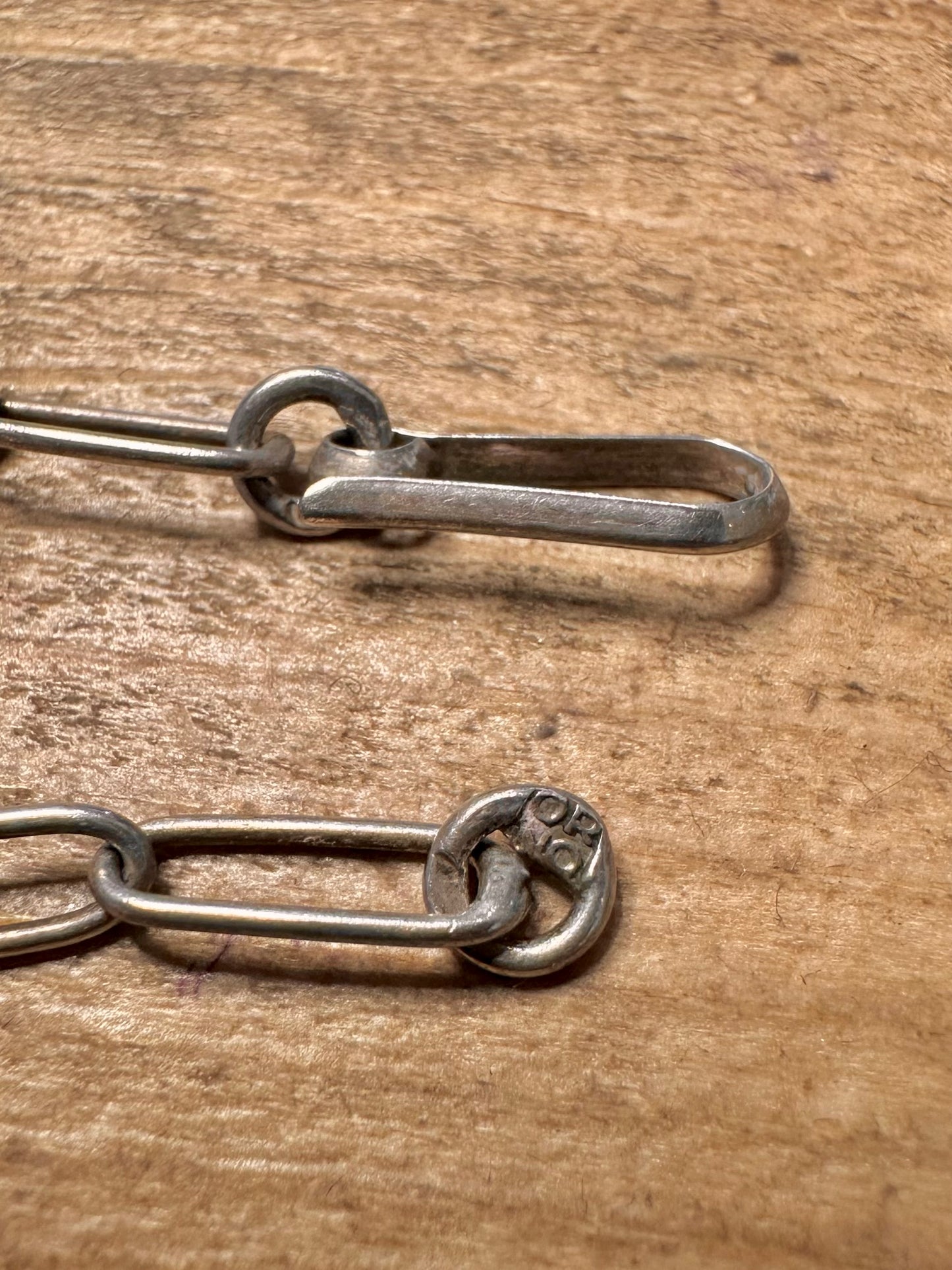 Vintage Modernist Unique Bar and Chain 800 Silver 16 inch Necklace