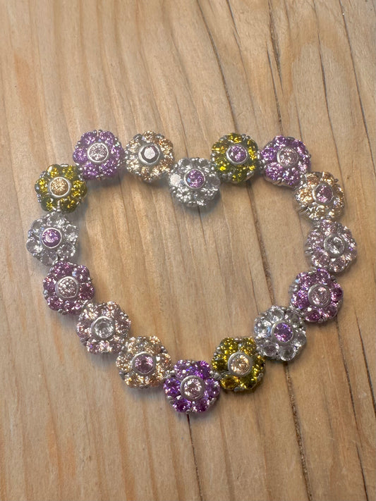 Modern Multi Coloured CZ Heart 925 Silver Pendant