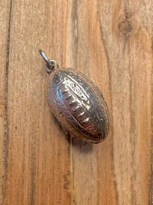 Vintage Rugby Ball Opens 925 Sterling Silver Charm Pendant
