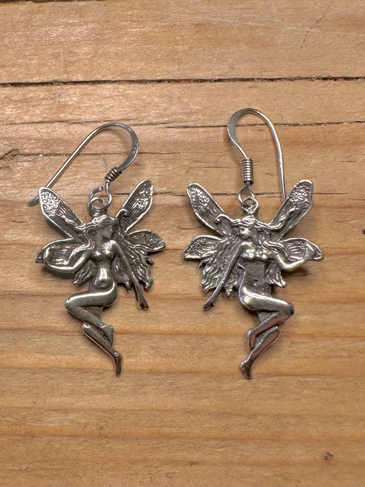 Vintage Fairy 925 Sterling Silver Earrings