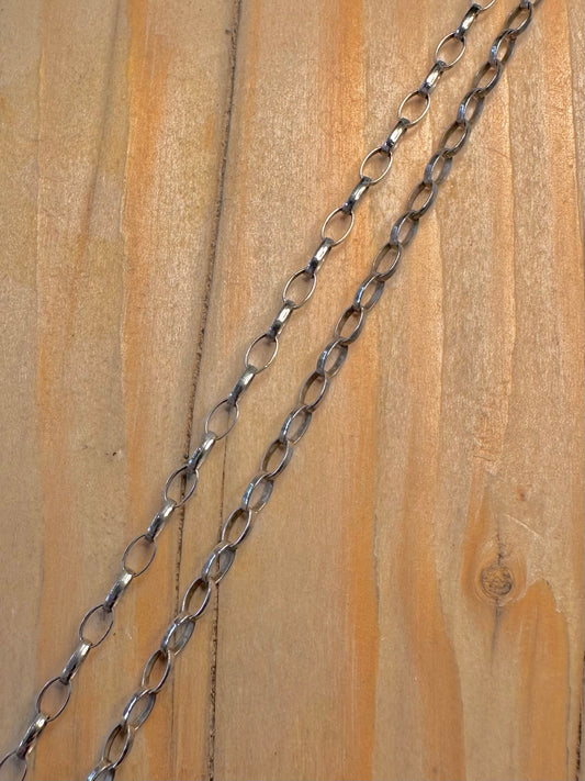 Vintage Oval Link 925 Silver 22 inch Necklace