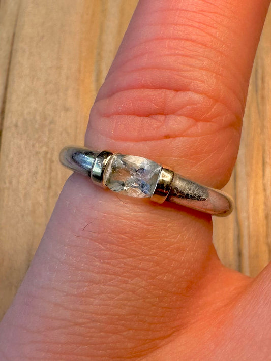 Vintage 1993 CZ Gold Plated and 925 Sterling Silver Size H1/2 Ring