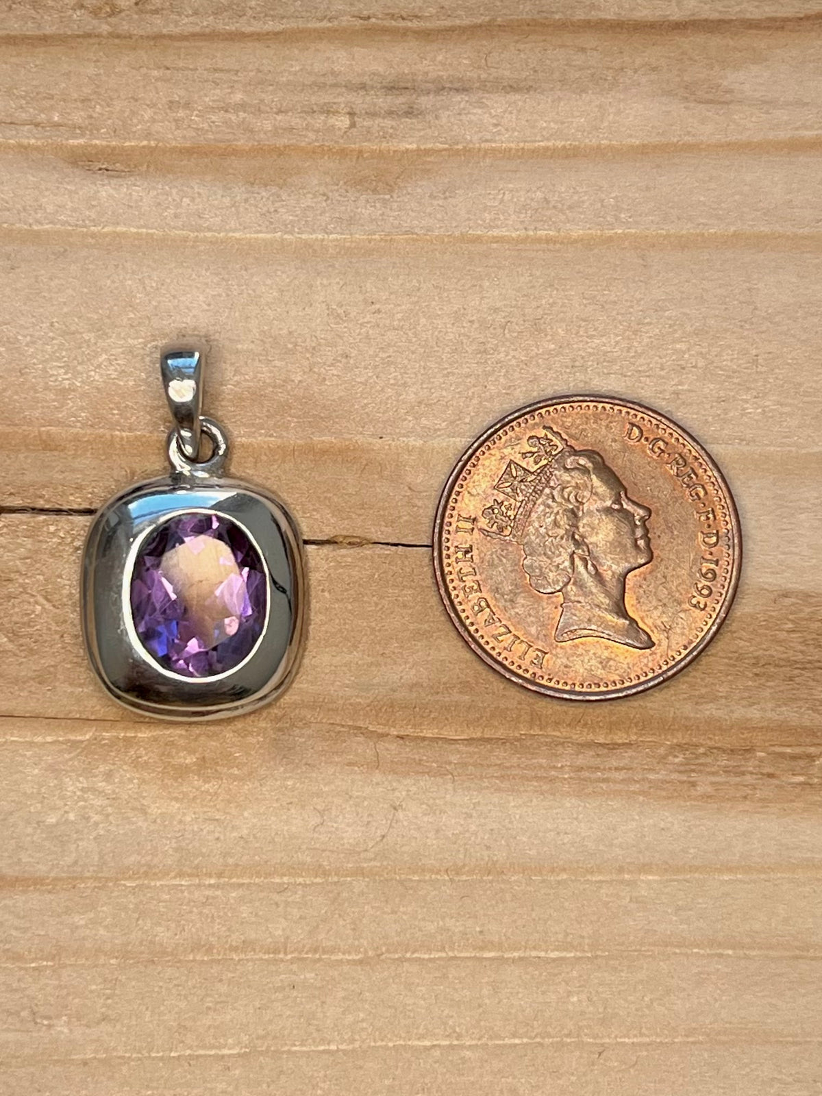 Rounded Faceted Square Amethyst 925 Sterling Silver Pendant