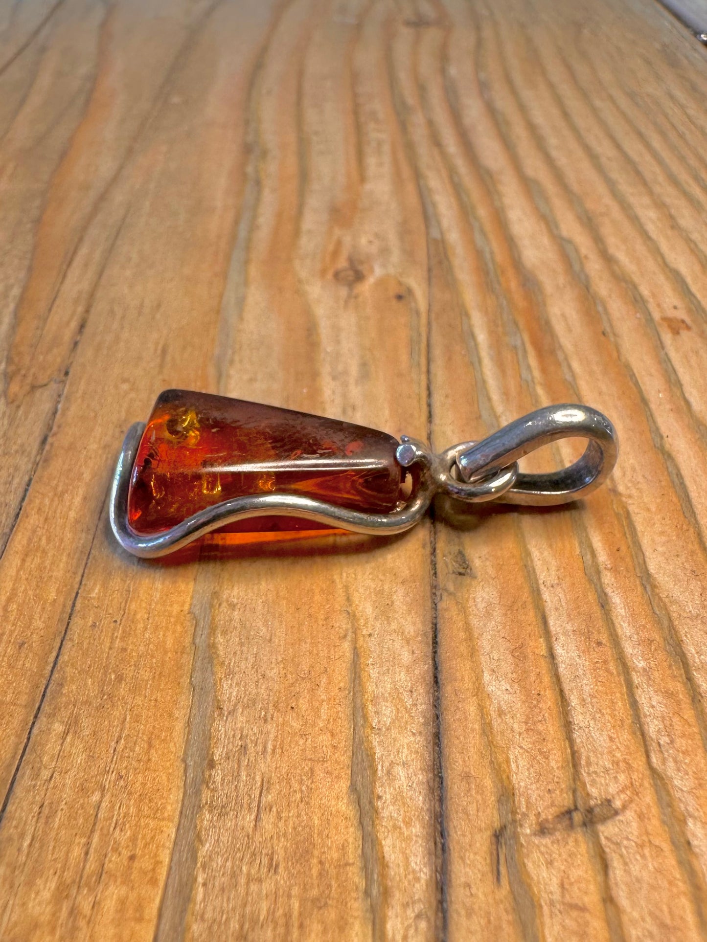 Abstract Amber 925 Sterling Silver Pendant