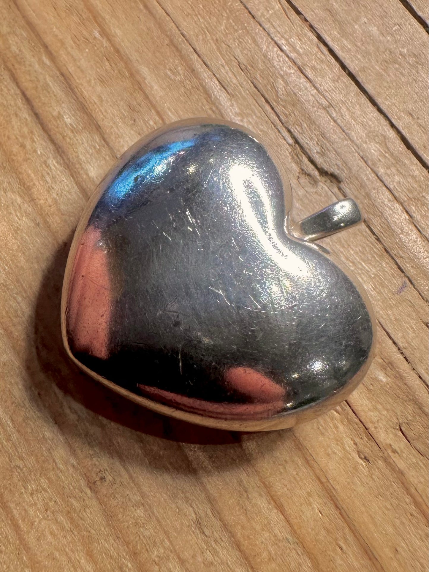 Moderner Puff-Herz-Anhänger aus 925er Sterlingsilber