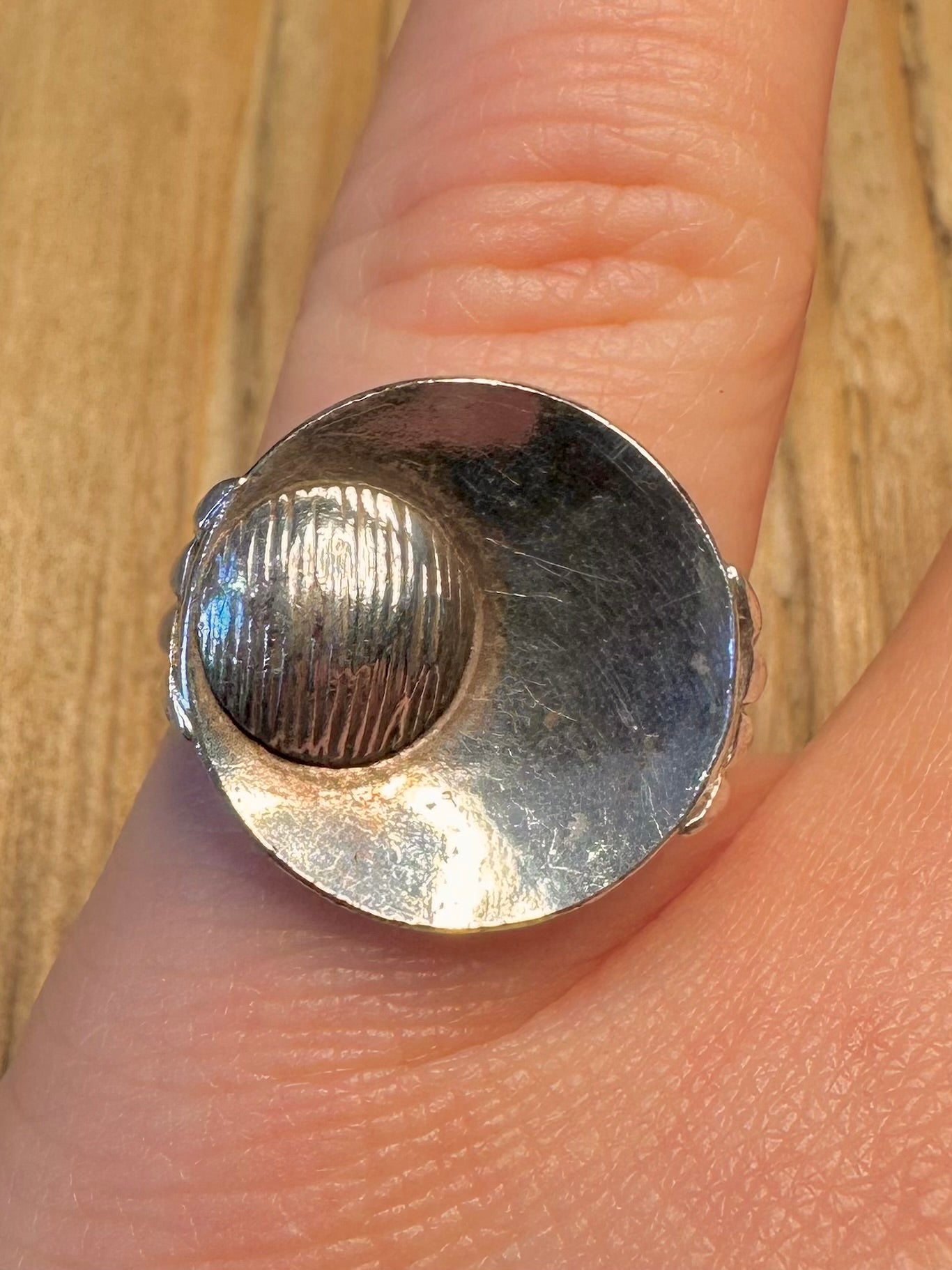 Abstract Modernist Czechoslovakia Disc 900 Silver Size L Ring
