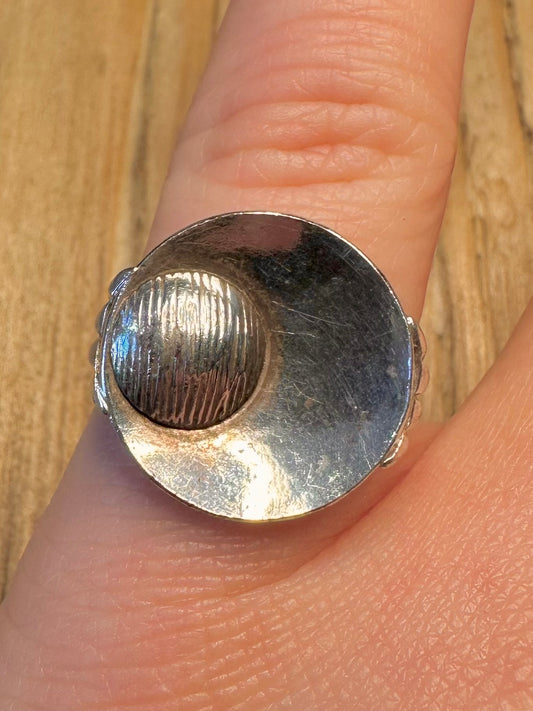 Abstract Modernist Czechoslovakia Disc 900 Silver Size L Ring