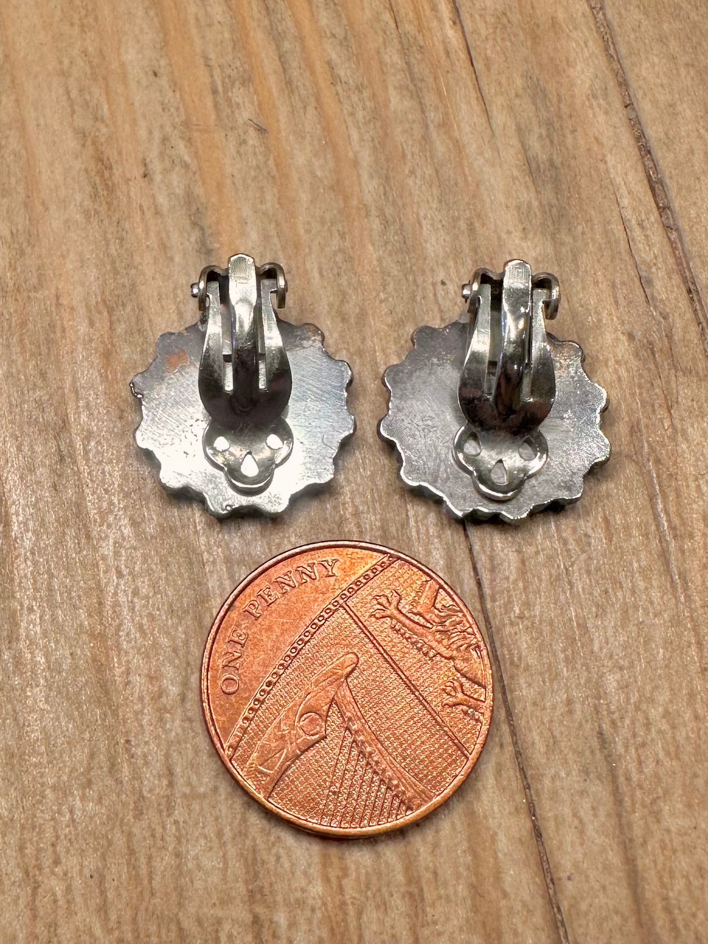 Vintage Turquoise Navajo Clip On 925 Sterling Silver Earrings