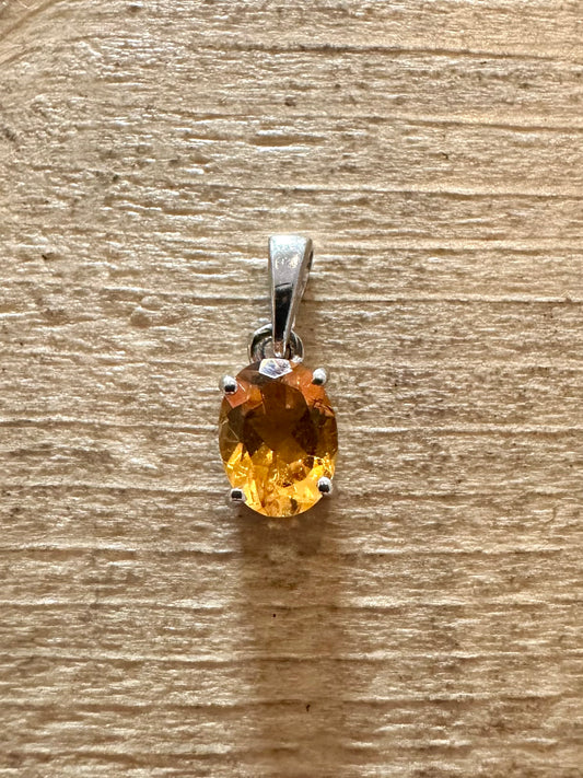 Vintage Citrine 925 Silver Pendant