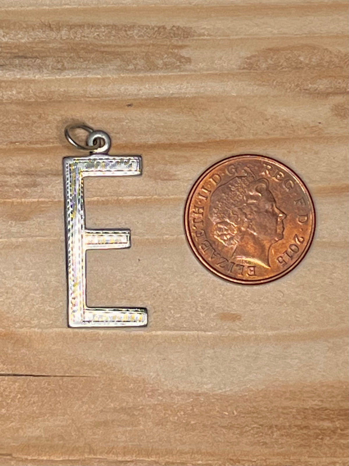 Textured E DPG Hallmark 925 Sterling Silver Pendant