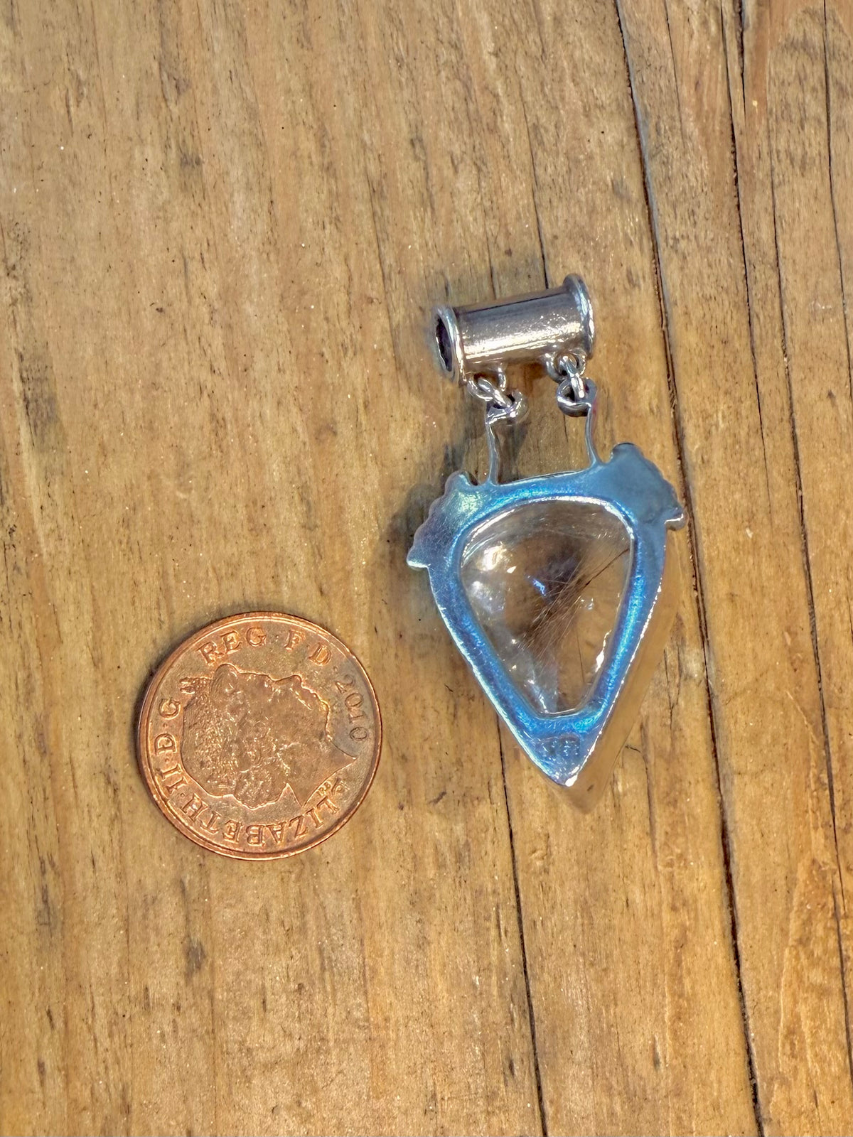 Ritualised Quarts Tear Drop Boho Style 925 Sterling Silver Pendant