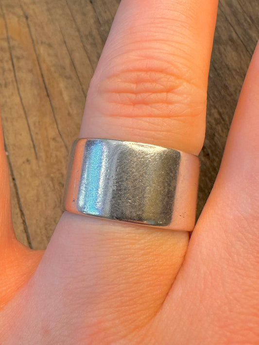 Wide Band Hallmarked 925 Sterling Silver Size S1/2 Ring