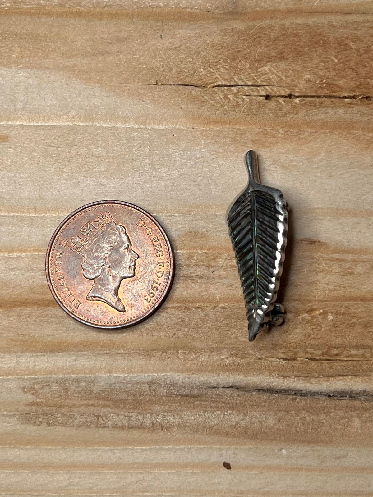 Abalone Fern 925 Sterling Silver Brooch