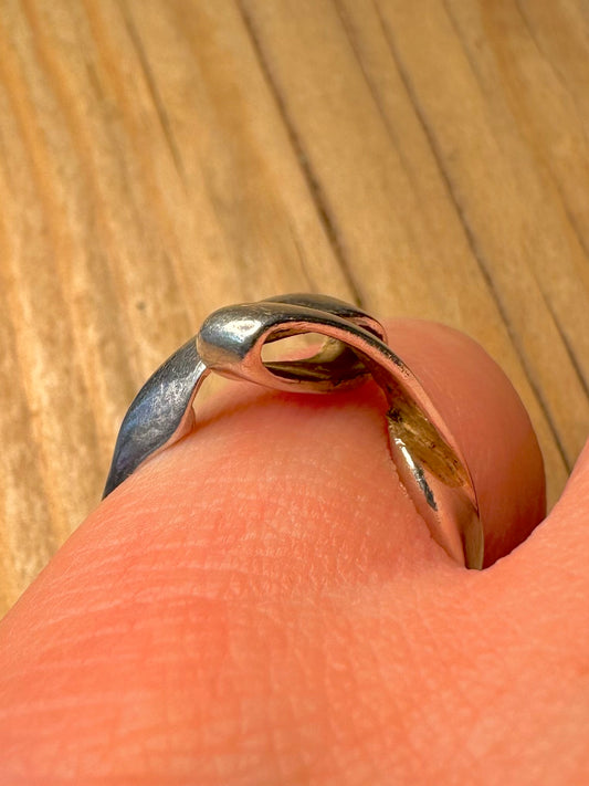 Abstract Twisted 925 Sterling Silver Size N Ring